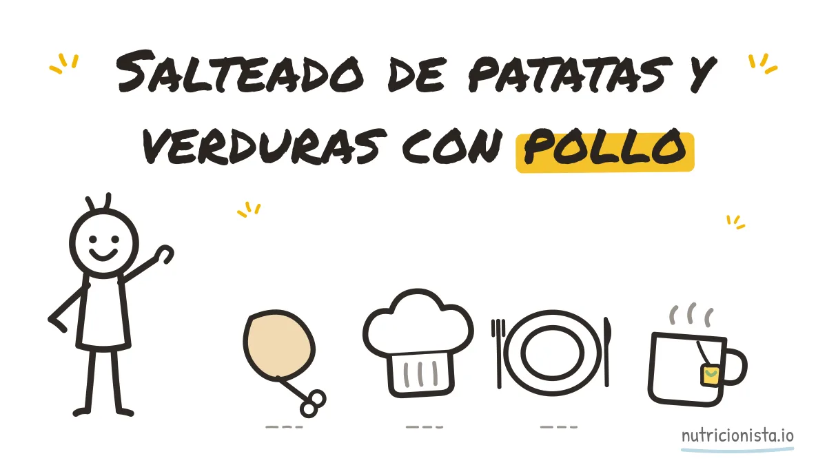 Salteado de patatas y verduras con pollo