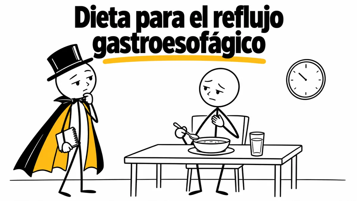 El protagonista escucha a una persona sentada ante una comida, con gesto de molestia.