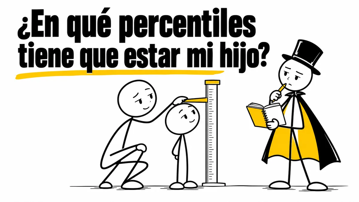 Ilustración sobre «¿En qué percentiles tiene que estar mi hijo?» con el personaje de sombrero de copa y capa.