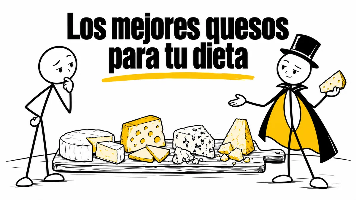 Ilustración sobre «Los mejores quesos para tu dieta» con el personaje de sombrero de copa y capa.