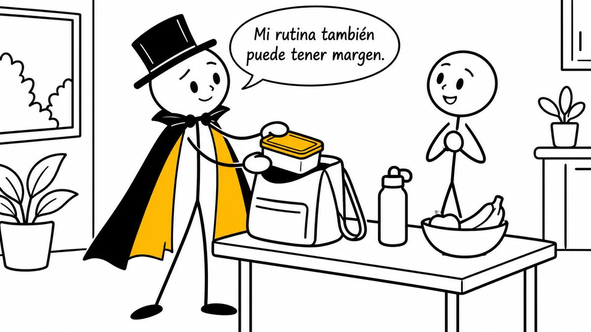 Monigote con sombrero y capa: «Mi rutina también puede tener margen.»