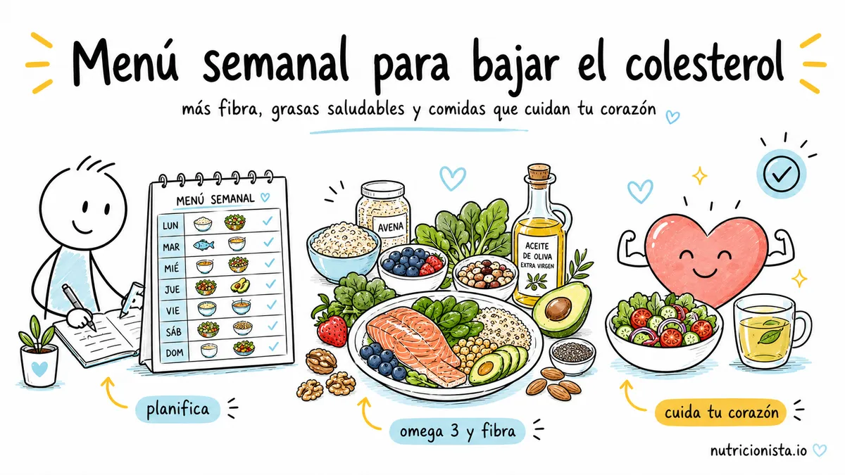 Menú semanal para bajar el colesterol