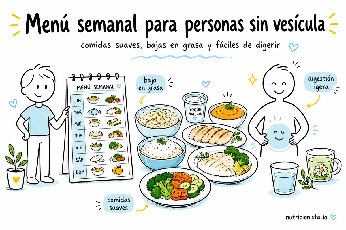 Menú semanal para personas sin vesícula