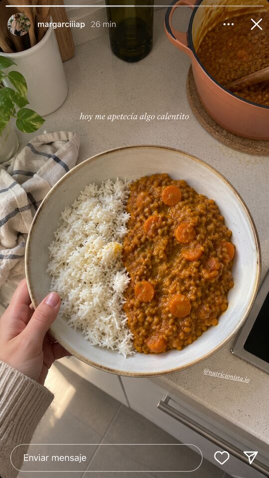 Historia de Instagram: hoy me apetecía algo calentito