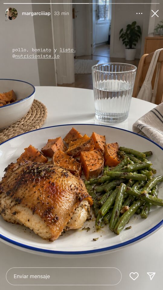 Historia de Instagram: pollo, boniato y listo