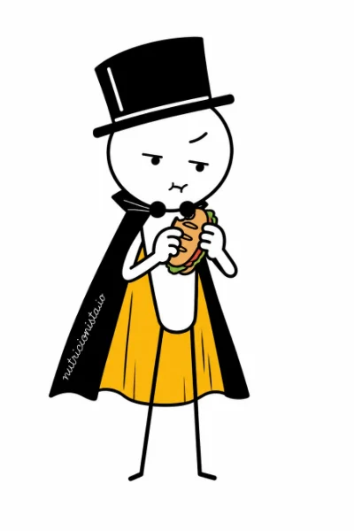 El monigote comiendo un bocadillo