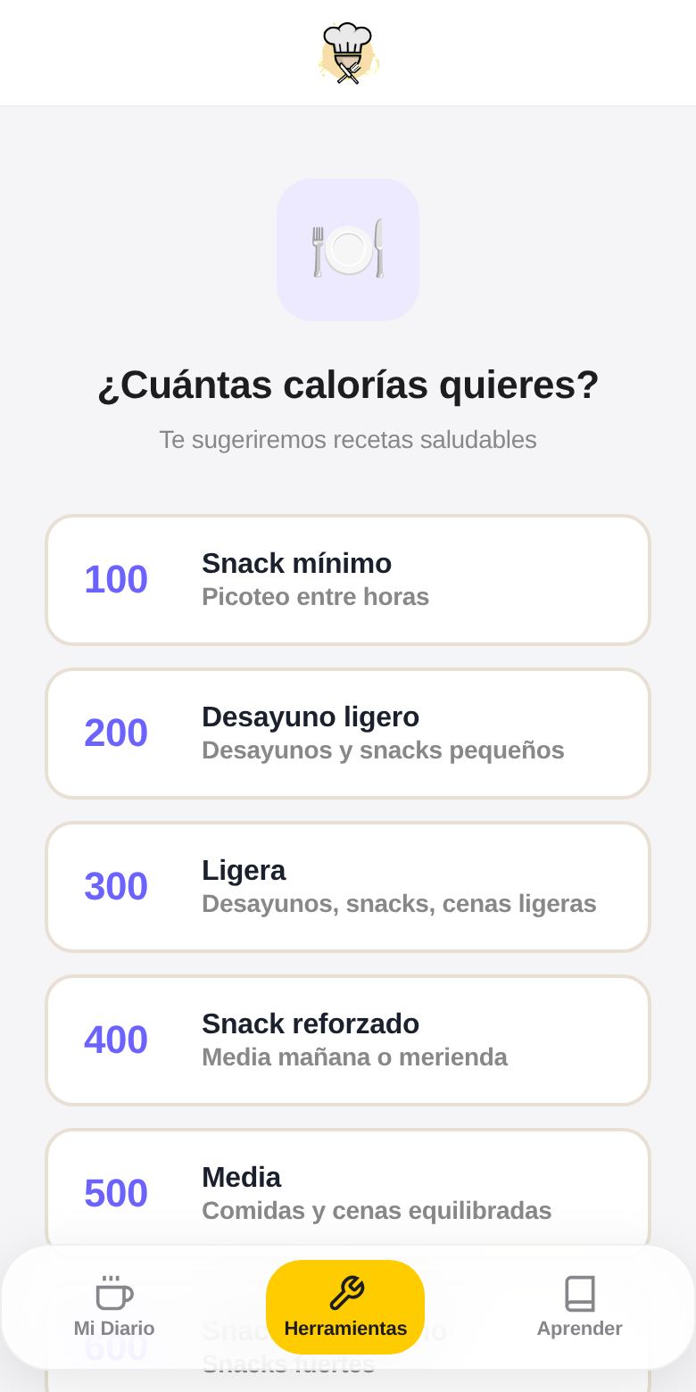La app: recetas según las calorías que quieres