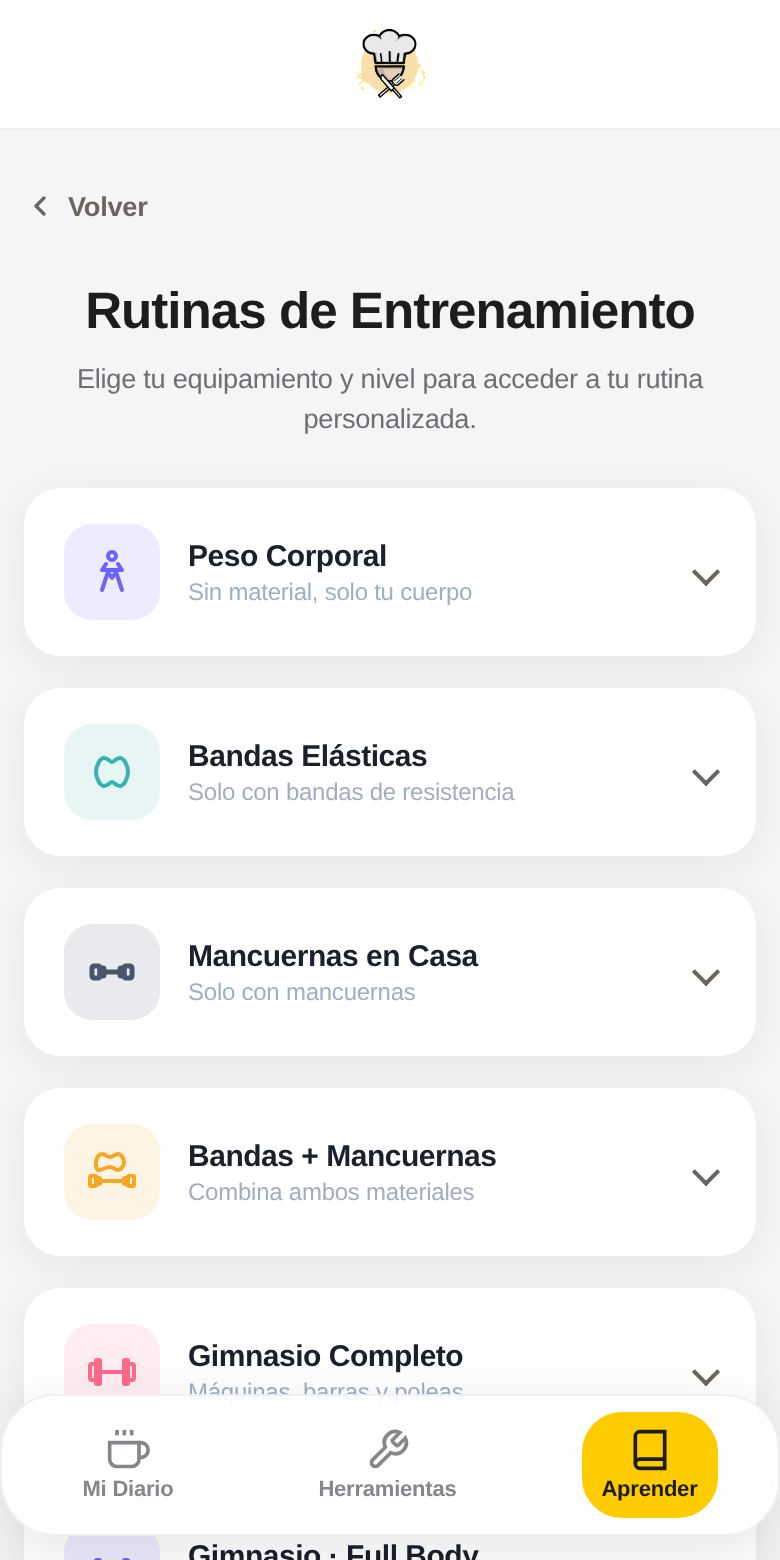 La app: rutinas de entrenamiento según tu material